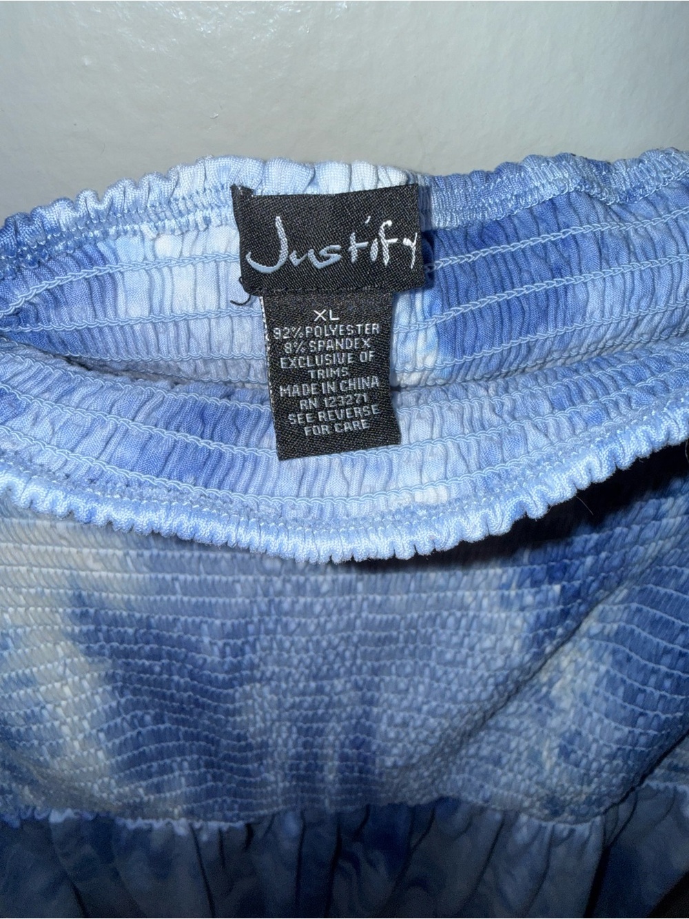 XL Blue Tie-Dye Off The Shoulder Dress - Picture 4 of 4